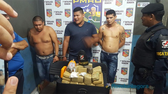Trio capturado com 20 quilos de maconha e cocaína