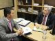 O deputado Marcos Rogério cobrou ainda providências quanto aos buracos na BR-364 junto ao assessor do Ministério do Transportes Miguel de Souza. (Foto Ludmila Lucas.)