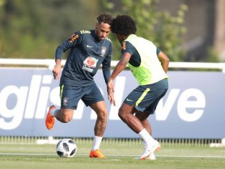 Neymar que, mesmo voltando de uma longa inatividade, por causa de uma lesão, teve intensa movimentação - Direitos reservados/Confederação Brasileira de Futebol