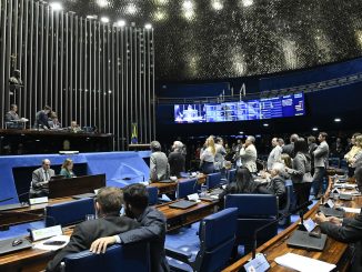 Plenário do Senado Federal durante sessão deliberativa ordinária. Ordem do dia. Mesa: presidente do Senado, senador Davi Alcolumbre (DEM-AP); senador Chico Rodrigues (DEM-RR). Foto: Roque de Sá/Agência Senado