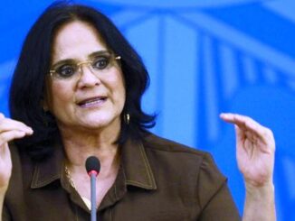 Ministra da Mulher, Família e Direitos Humanos, Damares Alves; participa de coletiva de imprensa no Palácio do Planalto.