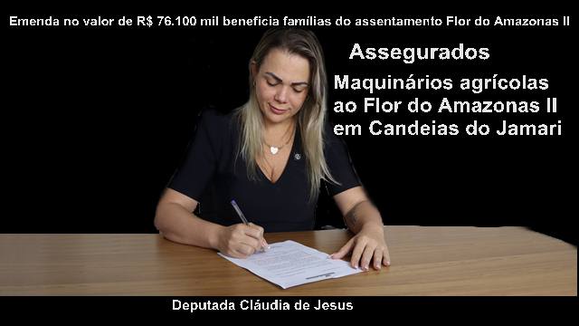 Deputada garante maquinários agrícolas para Flor do Amazonas