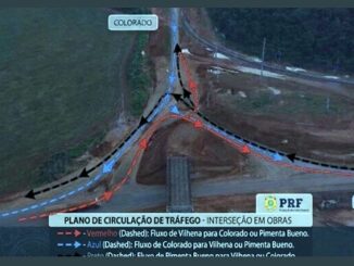 Obras no km 27 da BR-364 alteram o trânsito em Vilhena, no acesso a Colorado do Oeste e Pimenta Bueno.