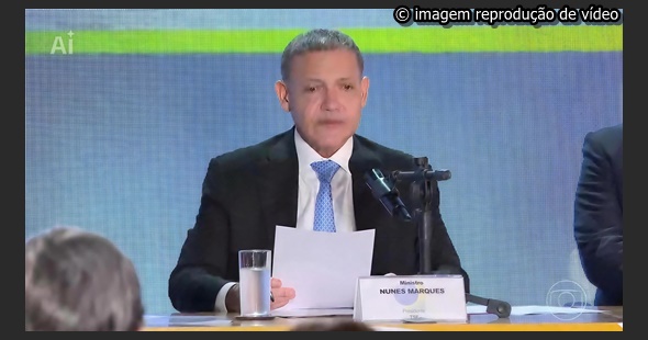 Ministro Kassio Nunes Marques, presidente do Tribunal Superior Eleitoral, durante pronunciamento sobre o resultado das eleições presidenciais de 2026.